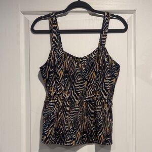 Anthropologie Zebra Print Tank Top - Black, Brown, Cream